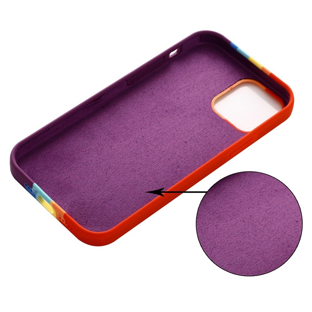 For iPhone 14 Pro Max 6.7 inch Rainbow Design Liquid Silicone Phone Cover Flexible Drop-proof Case - Red-2