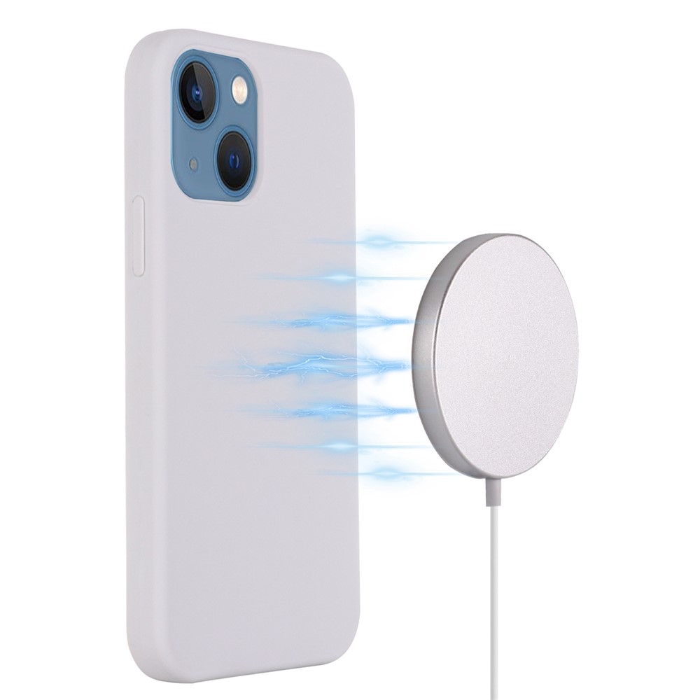For iPhone 14 Max 6.7 inch MagSafe Wireless Charging Phone Case Soft Shockproof Wear-resistant Silicone Cover - White-2
