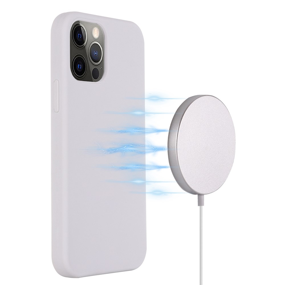 For iPhone 14 Pro 6.1 inch MagSafe Wireless Charging Phone Case Lightweight Soft Anti-scratch Silicone Cover - White-2