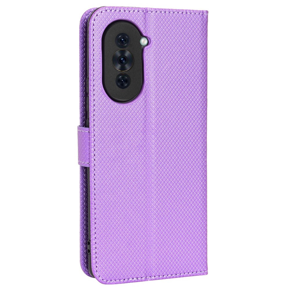 For Huawei nova 10 Pro 4G Diamond Texture PU Leather Phone Cover Wear-resistant Stand Wallet Feature Case with Wrist Strap - Purple-11