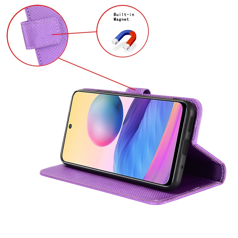 For Huawei nova 10 Pro 4G Diamond Texture PU Leather Phone Cover Wear-resistant Stand Wallet Feature Case with Wrist Strap - Purple-4