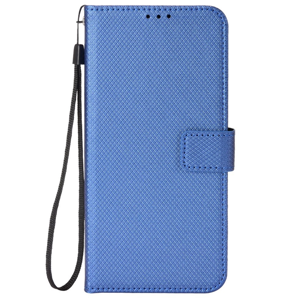 For Realme C30 4G Supporting Stand Wallet Phone Case Wrist Strap Diamond Texture PU Leather Phone Cover - Blue-10