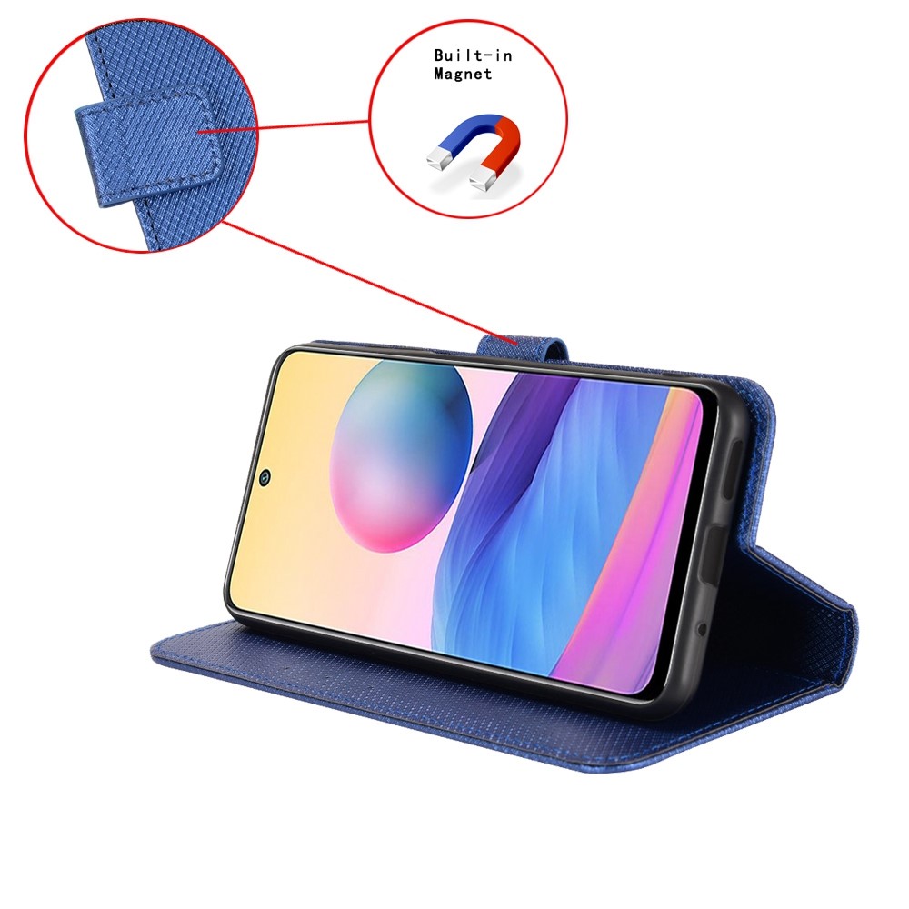 For Realme C30 4G Supporting Stand Wallet Phone Case Wrist Strap Diamond Texture PU Leather Phone Cover - Blue-5