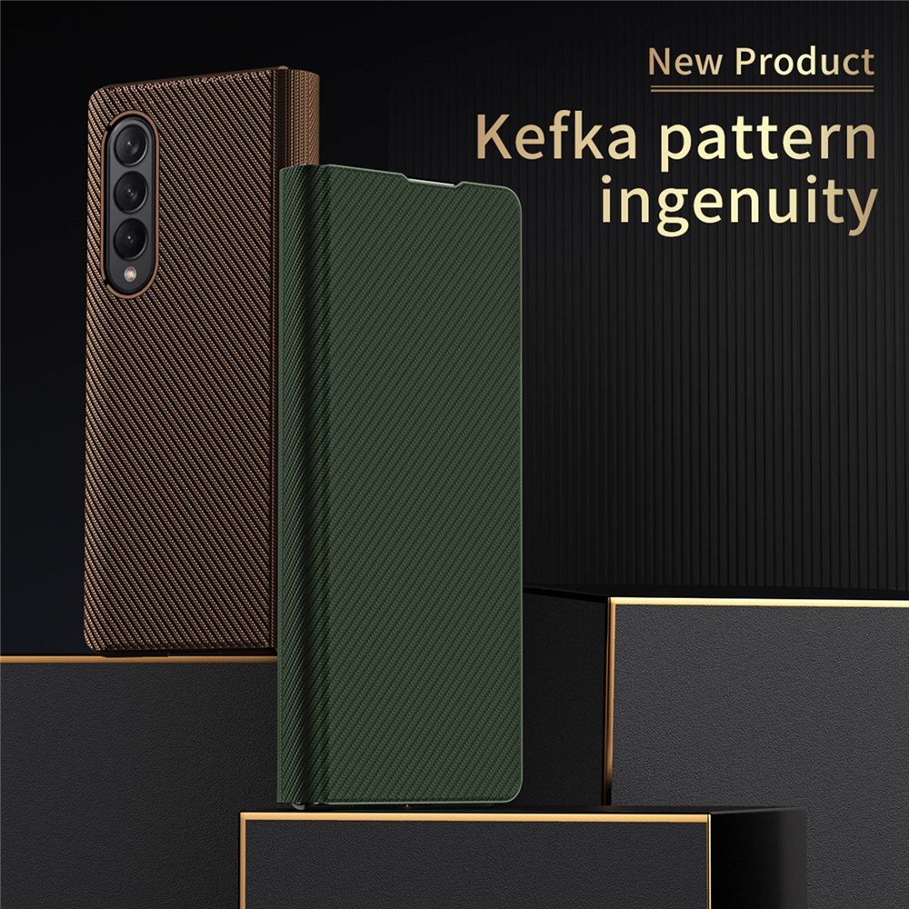 For Samsung Galaxy Z Fold4 5G Kevlar Texture PU Leather Stand Case Magnetic Auto-closure Folio Flip Phone Cover - Green-10