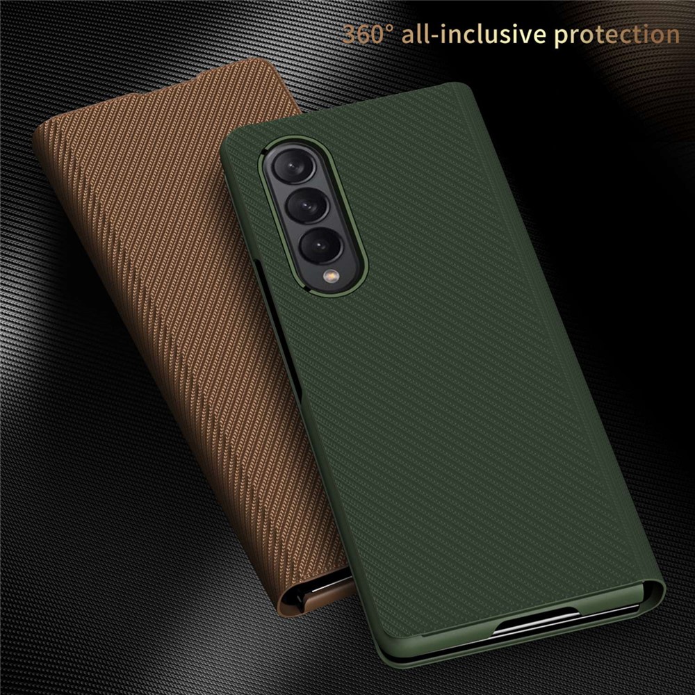 For Samsung Galaxy Z Fold4 5G Kevlar Texture PU Leather Stand Case Magnetic Auto-closure Folio Flip Phone Cover - Green-11