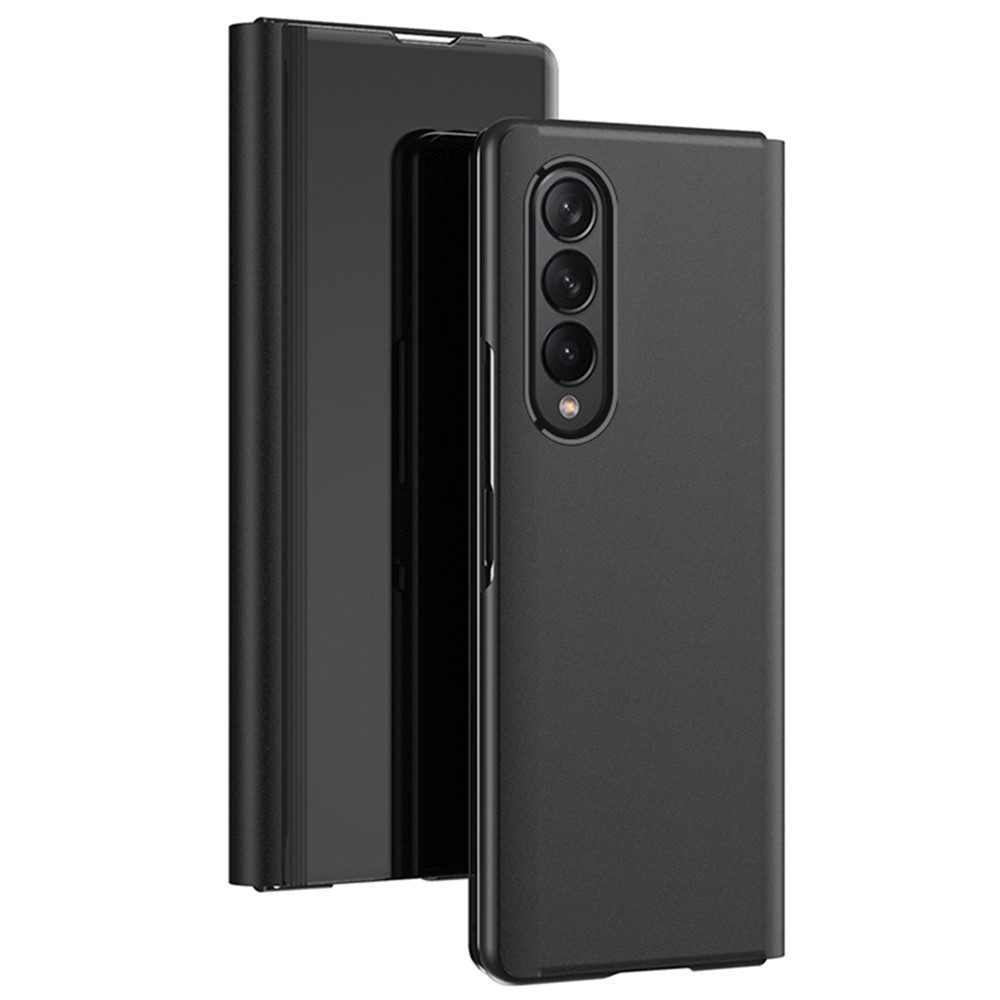 For Samsung Galaxy Z Fold4 5G View Window PU Leather Case Foldable Stand Mirror Electroplating Phone Cover Protector - Black-8