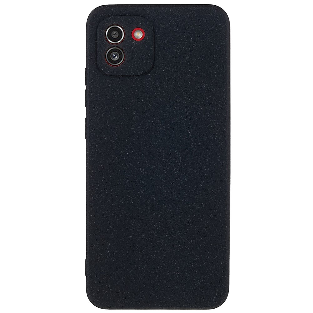 For Samsung Galaxy A03 (164.2 x 75.9 x 9.1mm) Drop-proof Soft TPU Phone Case Double-Sided Matte Mobile Phone Back Cover - Black-1