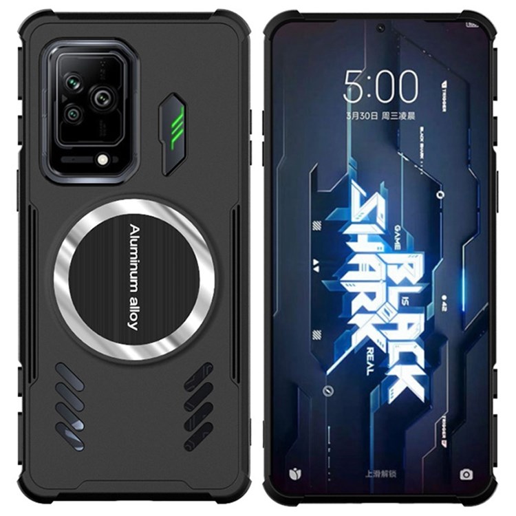 For Xiaomi Black Shark 5 Magnetic Heat dissipation Phone Case Shockproof Airbag Transparent Cover - Black-1