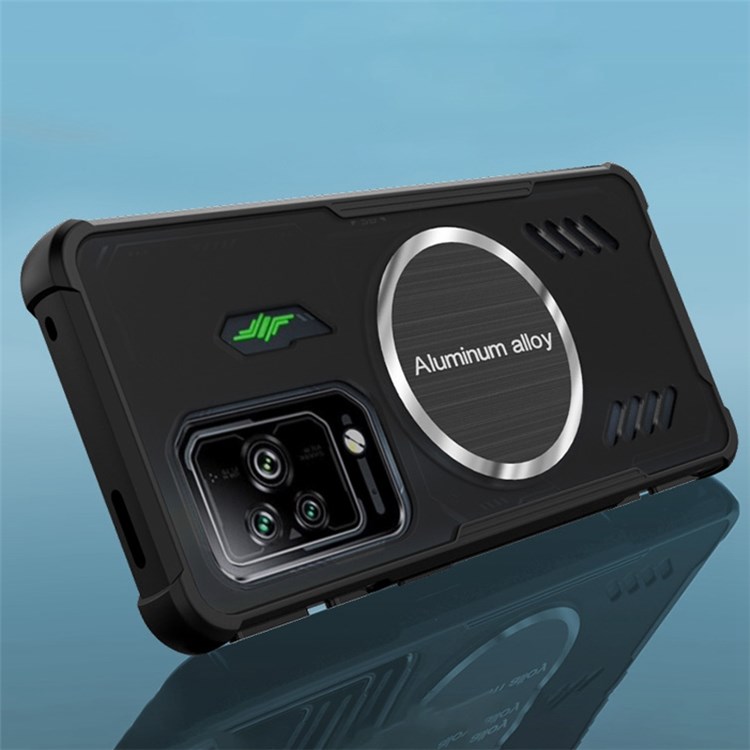 For Xiaomi Black Shark 5 Magnetic Heat dissipation Phone Case Shockproof Airbag Transparent Cover - Black-2