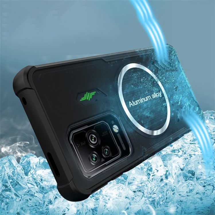 For Xiaomi Black Shark 5 Magnetic Heat dissipation Phone Case Shockproof Airbag Transparent Cover - Black-4