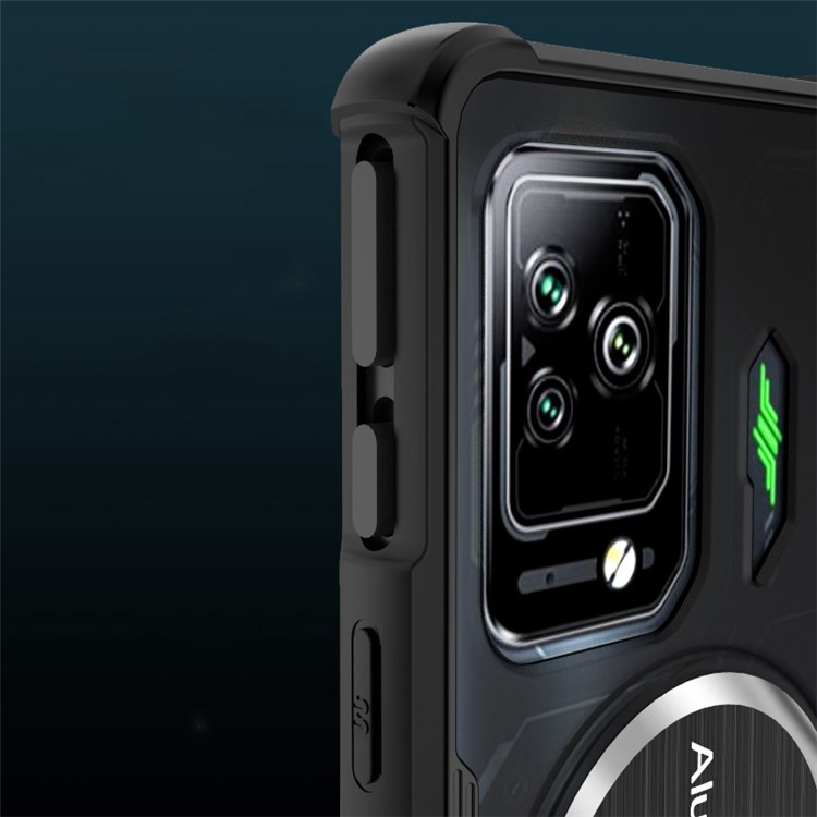 For Xiaomi Black Shark 5 Magnetic Heat dissipation Phone Case Shockproof Airbag Transparent Cover - Black-5