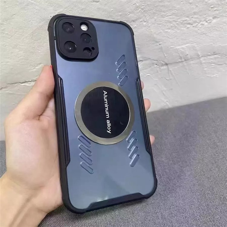 For iPhone 13 Pro Max 6.7 inch Heat dissipation Phone Case Magnetic Drop-proof PC + TPU Hybrid Cover Work with Phone Cooling Fan - Black-5