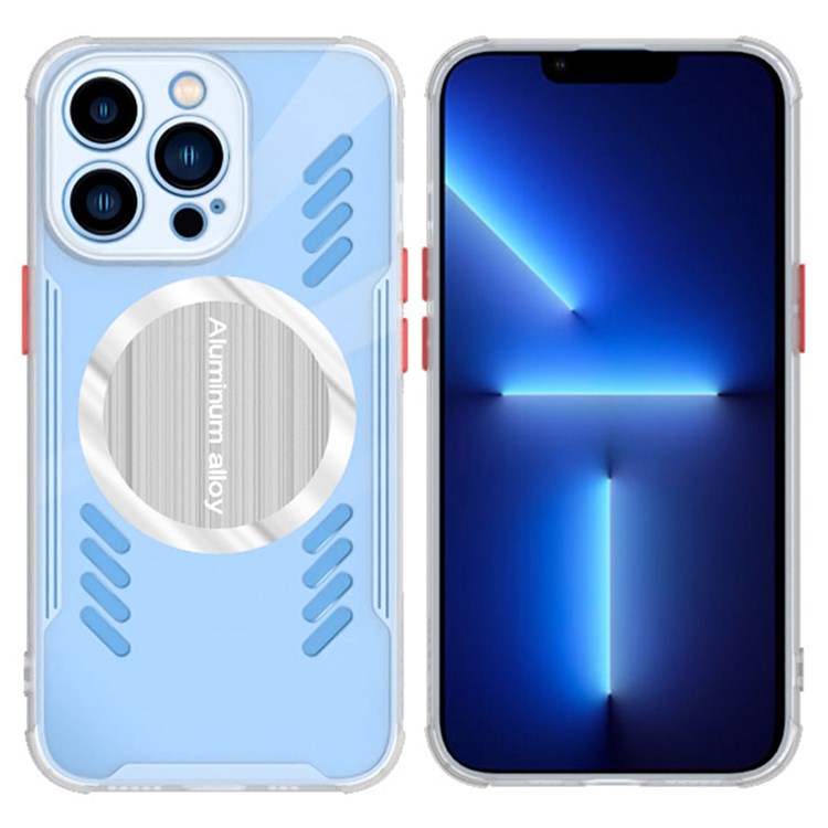 For iPhone 13 Pro 6.1 inch Cooling Heat Dissipation PC + TPU Case Magnetic Absorption Transparent Phone Cover - White-1