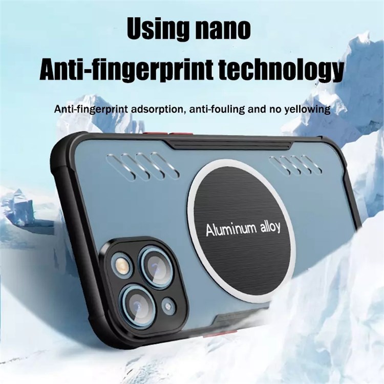 For iPhone 13 6.1 inch Heat Dissipation Breathable Cooling Case Reinforced Corner PC + TPU Magnetic Phone Cover - Black-5