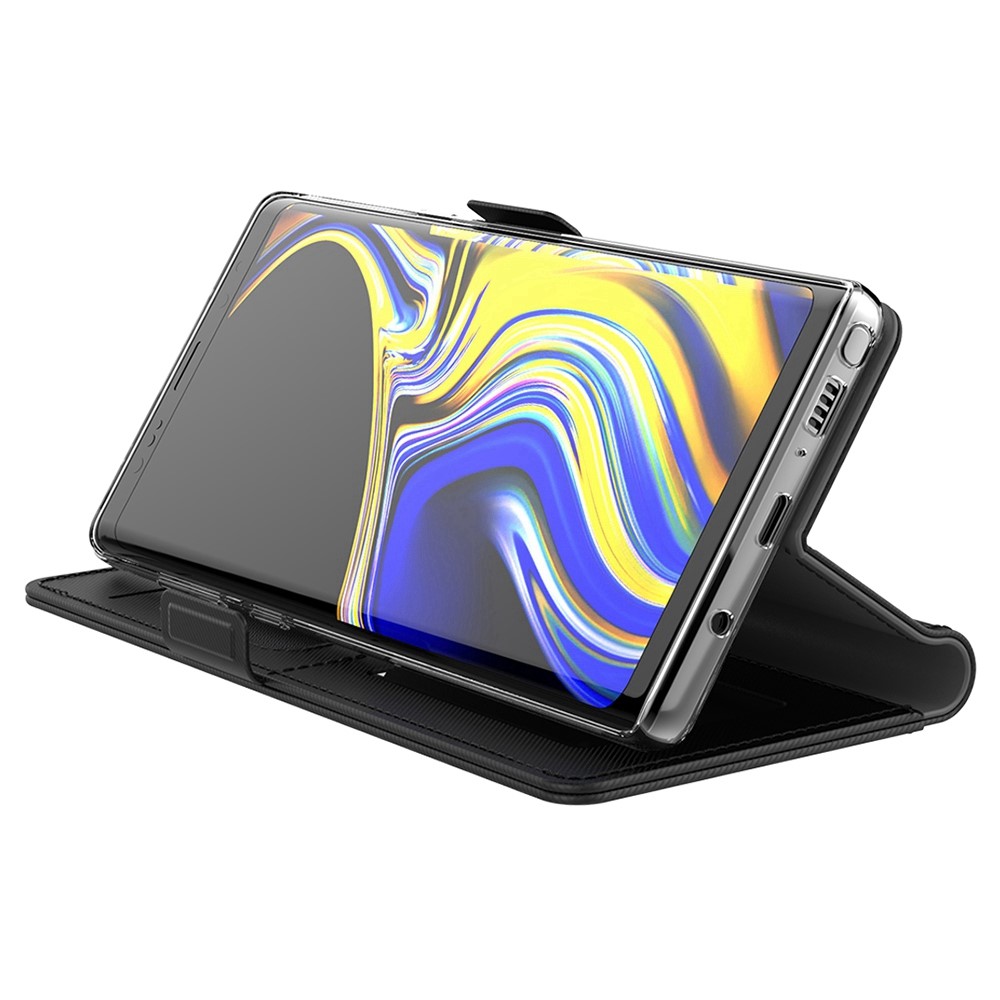 Für Motorola Moto G82 5G Kartenhalter Funktion Make -up Spiegel PU Leder Hülle Ständer Doppelmagnetverschluss Flip Shell - Schwarz