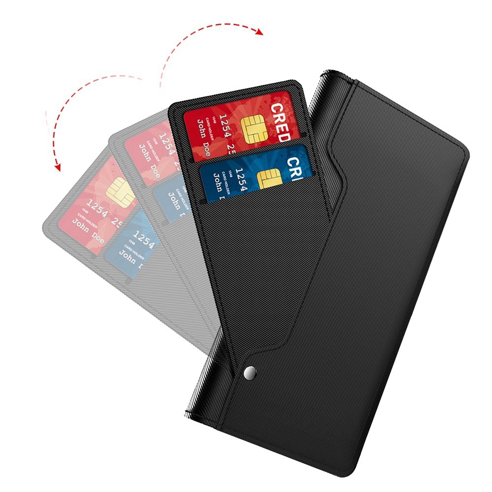 For Motorola Moto G82 5G Card Holder Function Makeup Mirror PU Leather Case Stand Double Magnetic Clasp Flip Shell - Black-4