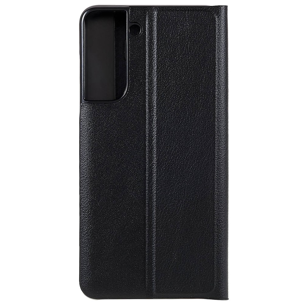 For Samsung Galaxy S21 FE 5G PU Leather Stand Case Magnetic Absorption Anti-drop Electroplating Phone Cover - Black-5