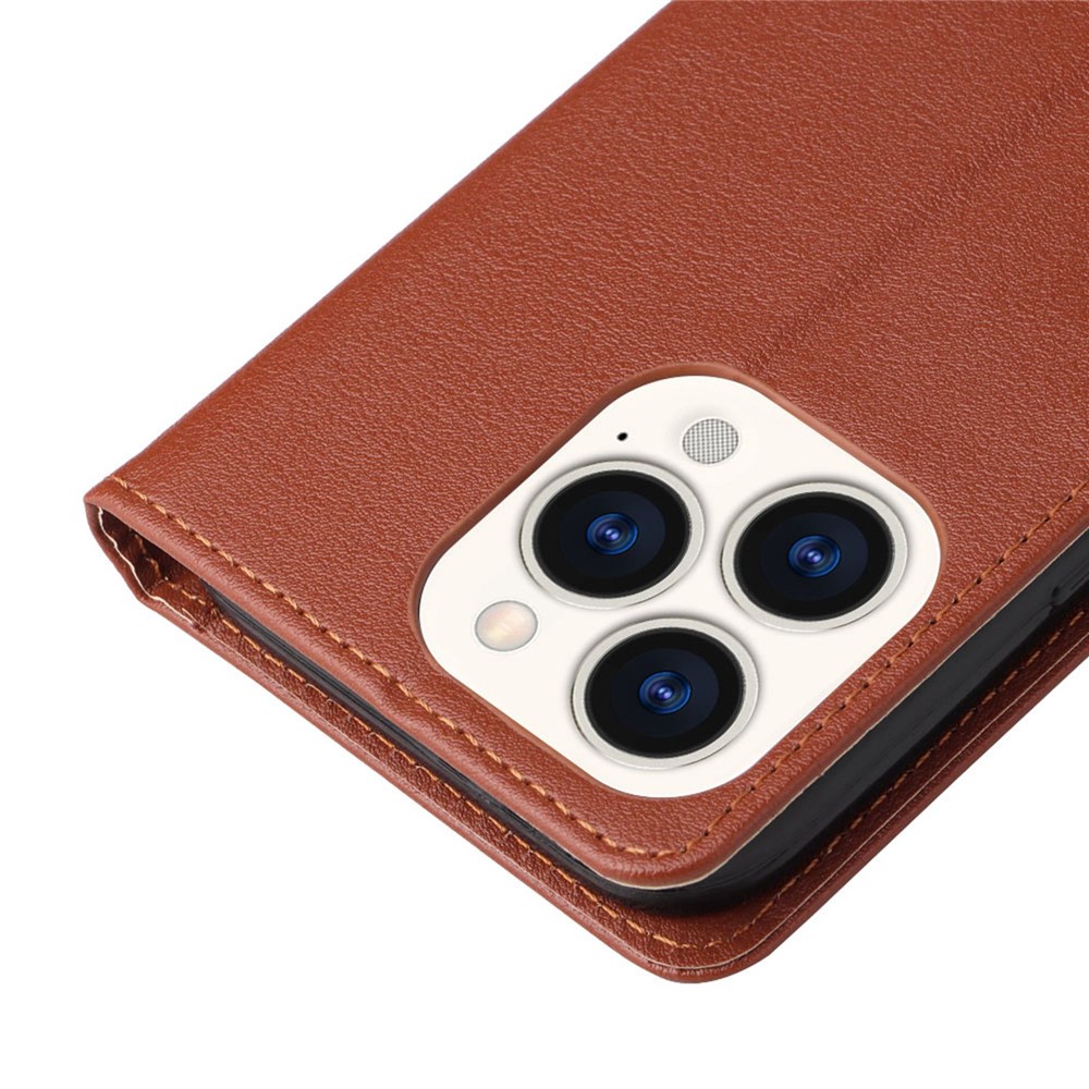 For iPhone 14 Max 6.7 inch Anti-drop Stand Cover, Folio Flip PU Leather Wallet Cell Phone Case with Lanyard - Brown-5