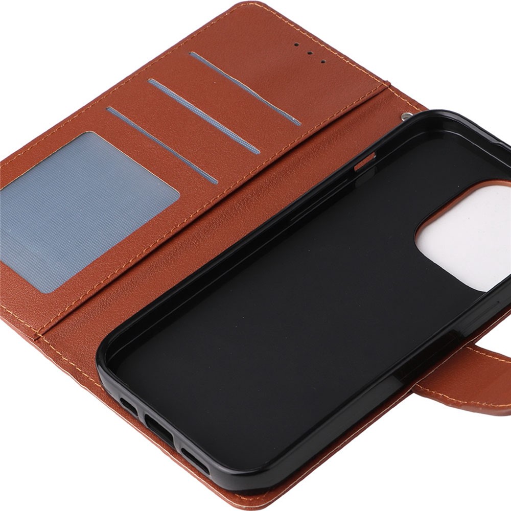 For iPhone 14 Max 6.7 inch Anti-drop Stand Cover, Folio Flip PU Leather Wallet Cell Phone Case with Lanyard - Brown-6