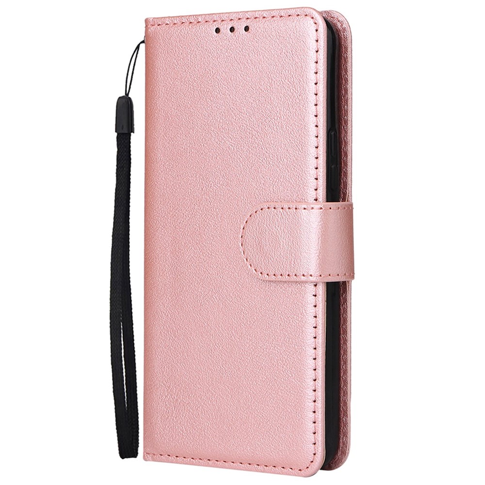 For Samsung Galaxy S22+ 5G Stand Cover, Bump Proof Folio Flip PU Leather Wallet Cell Phone Case with Lanyard - Rose Gold-9
