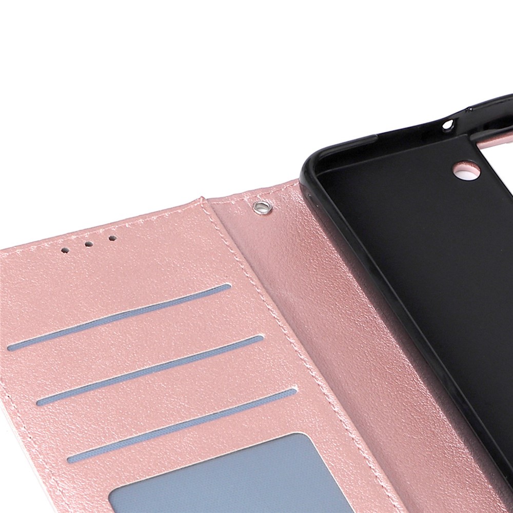For Samsung Galaxy S22 5G Cellphone Guard Stand Cover, Folio Flip PU Leather Wallet Cell Phone Case with Lanyard - Rose Gold-6