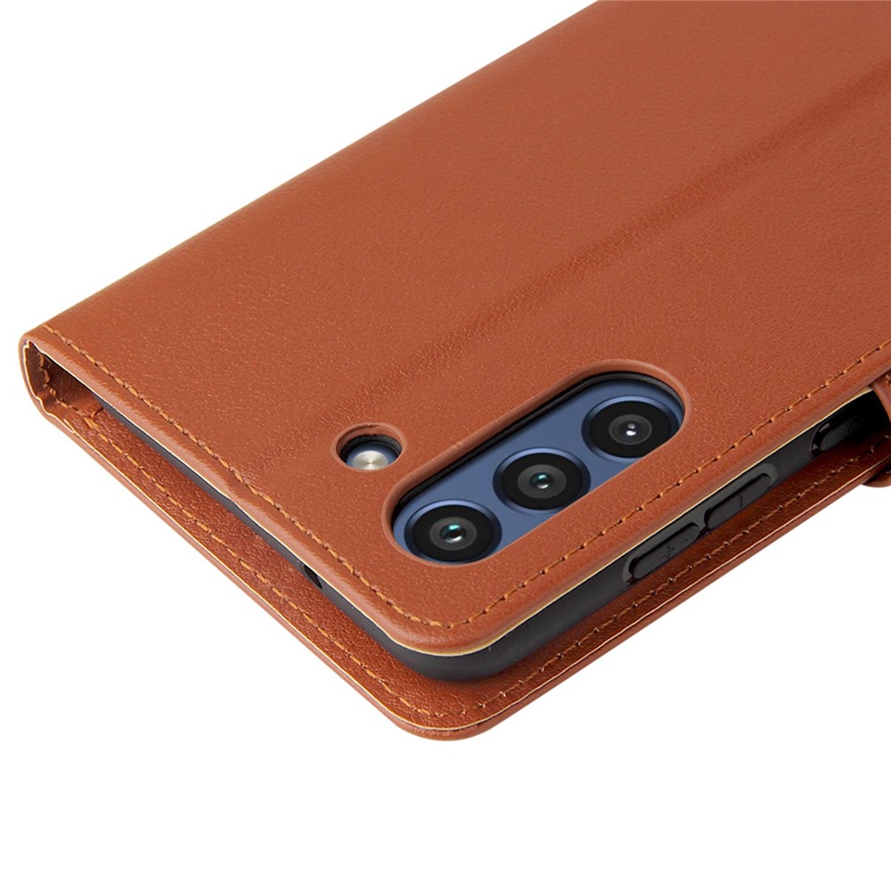 For Samsung Galaxy S21 FE 5G PU Leather Magnetic Clasp Phone Case Wallet Stand Drop-proof Cover - Brown-5