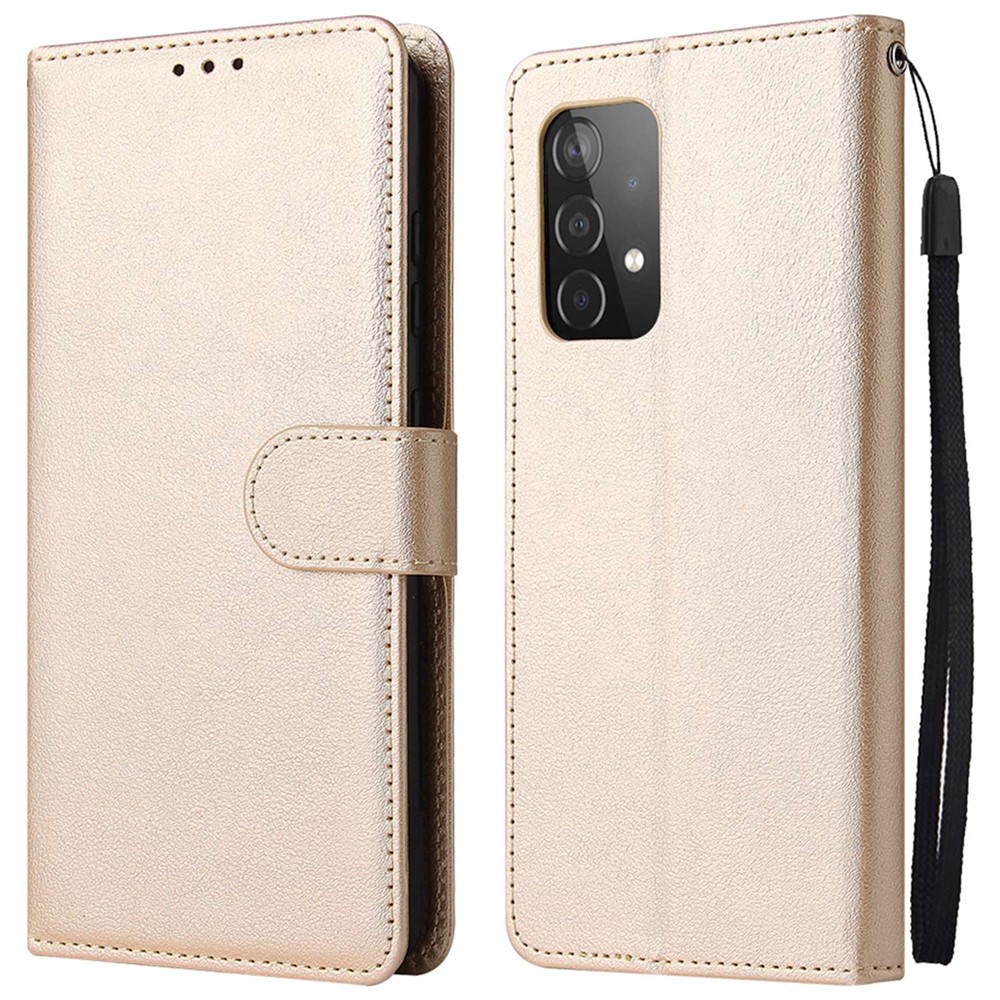 For Samsung Galaxy A52 4G / 5G / A52s 5G Stand Wallet PU Leather Phone Cover Soft Inner TPU Case - Gold-1