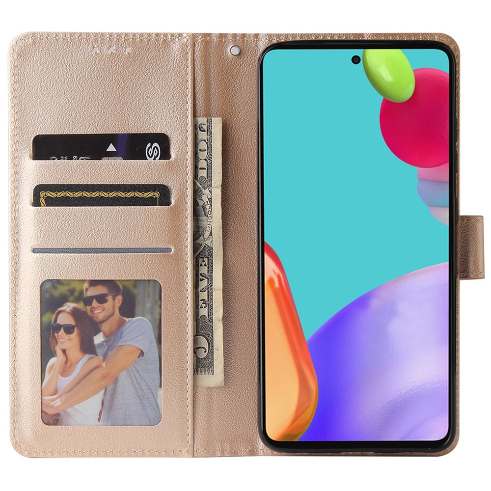 For Samsung Galaxy A52 4G / 5G / A52s 5G Stand Wallet PU Leather Phone Cover Soft Inner TPU Case - Gold-2