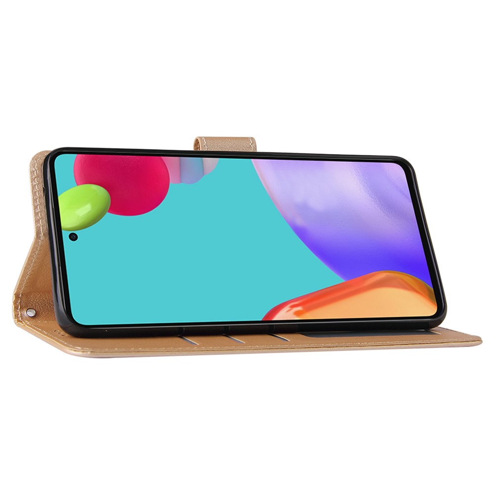 For Samsung Galaxy A52 4G / 5G / A52s 5G Stand Wallet PU Leather Phone Cover Soft Inner TPU Case - Gold-3
