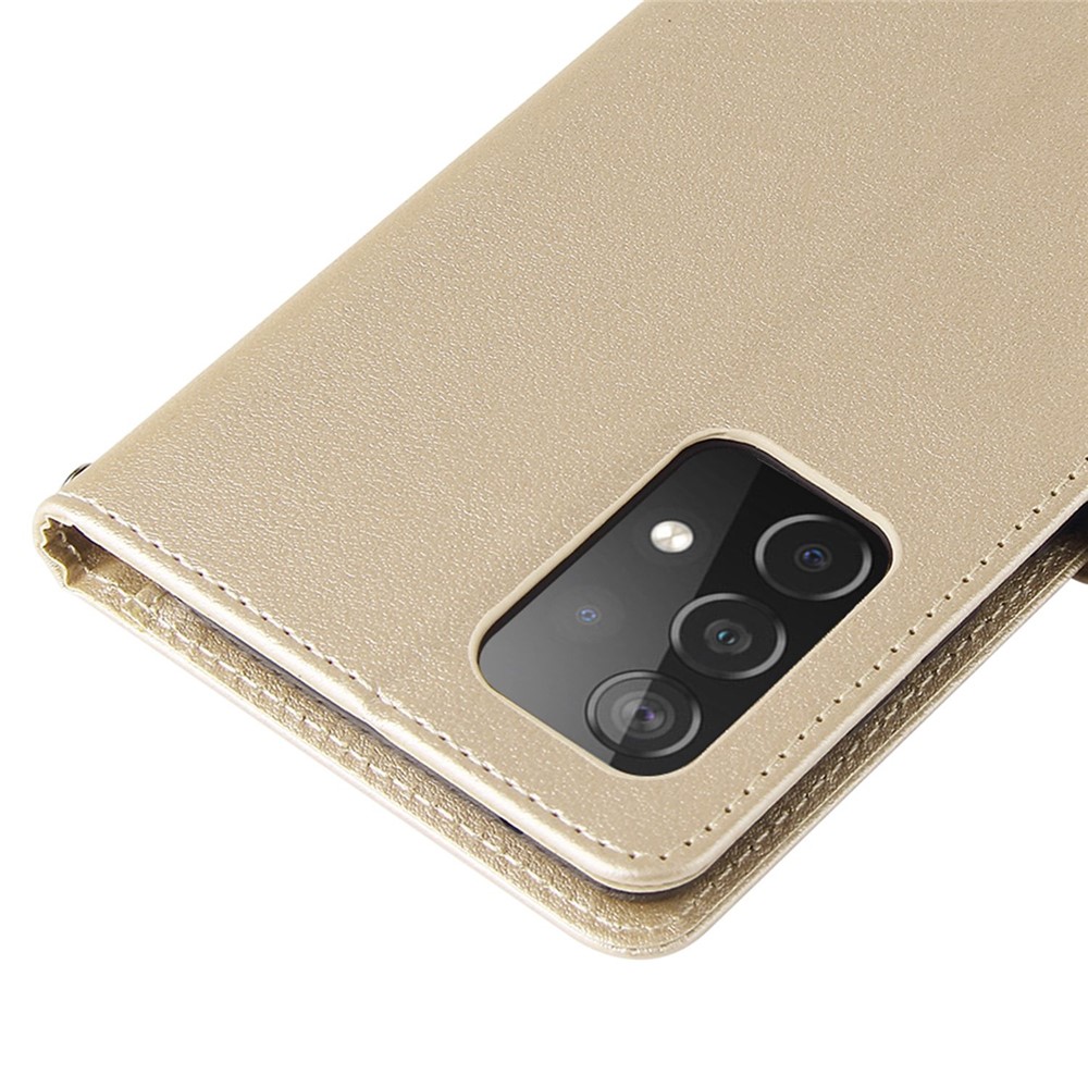 For Samsung Galaxy A52 4G / 5G / A52s 5G Stand Wallet PU Leather Phone Cover Soft Inner TPU Case - Gold-5