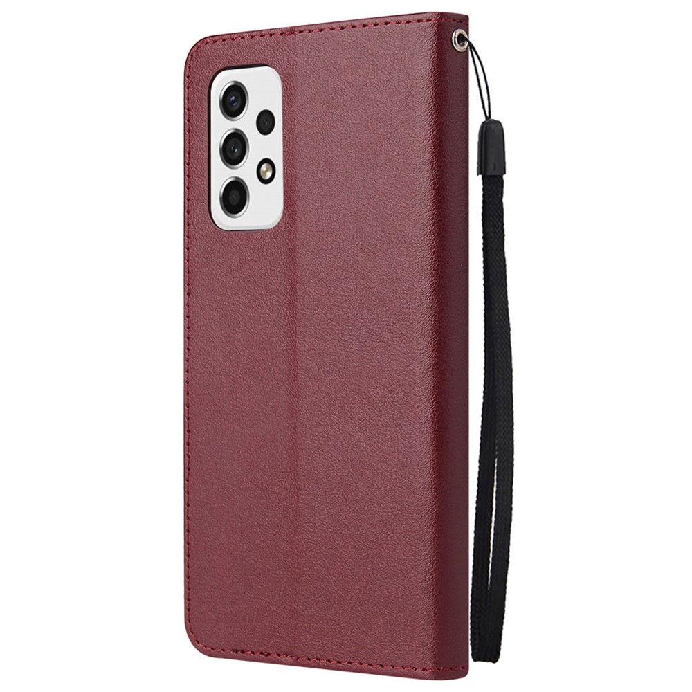 For Samsung Galaxy A53 5G Shockproof PU Leather Foldable Stand Case Folio Flip Phone Wallet Cover - Wine Red-10