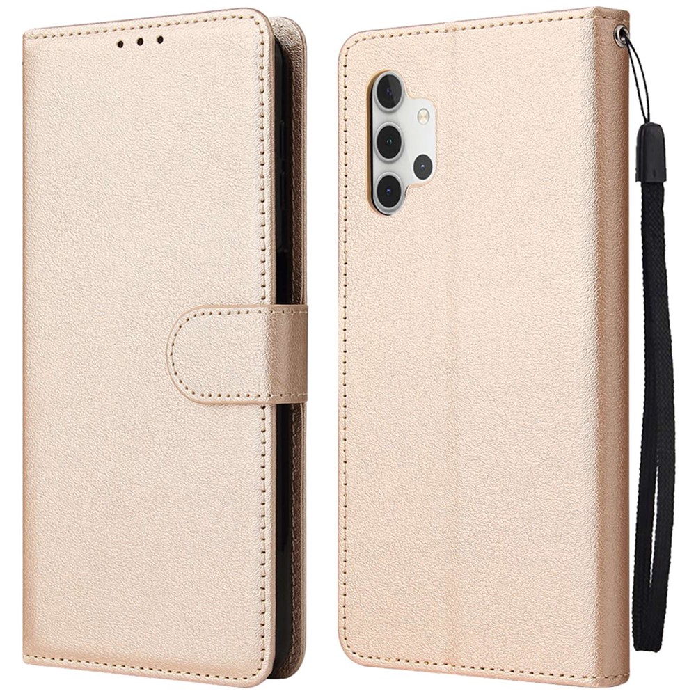 For Samsung Galaxy A32 5G / M32 5G PU Leather Anti-scratch Protective Phone Cover Stand Wallet Flip Case - Gold-1