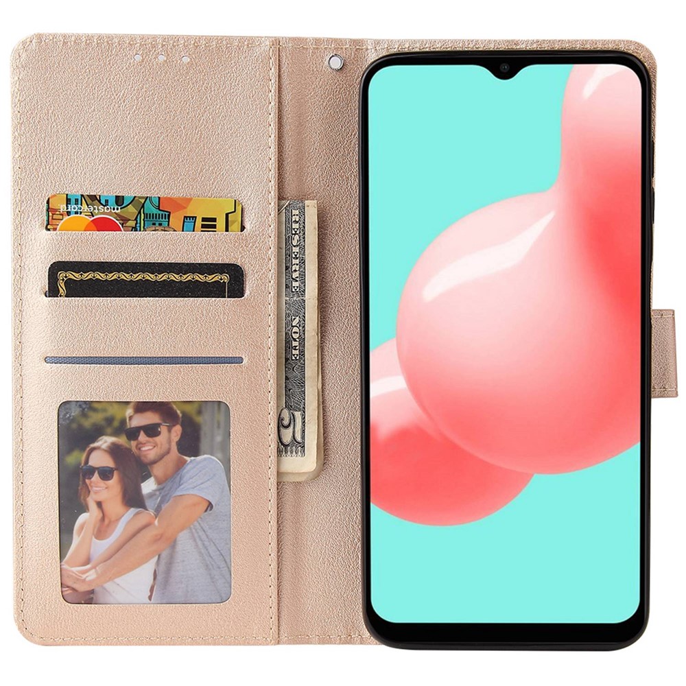 For Samsung Galaxy A32 5G / M32 5G PU Leather Anti-scratch Protective Phone Cover Stand Wallet Flip Case - Gold-2
