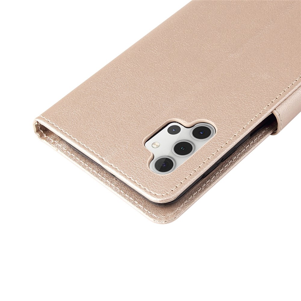 For Samsung Galaxy A32 5G / M32 5G PU Leather Anti-scratch Protective Phone Cover Stand Wallet Flip Case - Gold-5