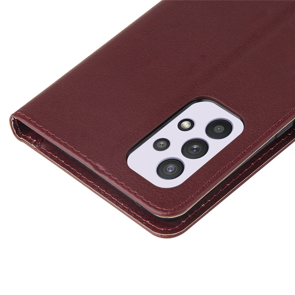 For Samsung Galaxy A33 5G Foldable Stand Cell Phone Case PU Leather + TPU Wallet Shockproof Cover - Wine Red-8