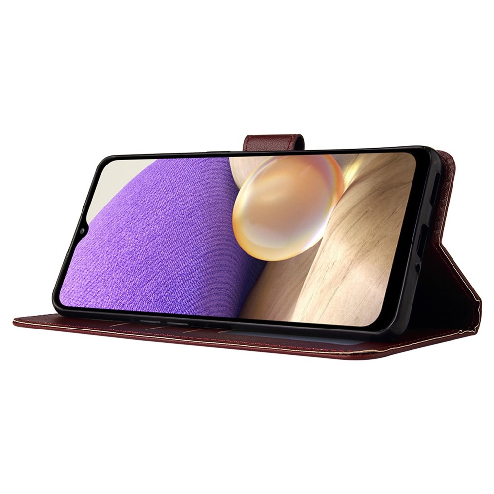 For Samsung Galaxy A32 4G (EU Version) Stand Wallet Phone Case PU Leather Anti-fall Protection Cover - Wine Red-3