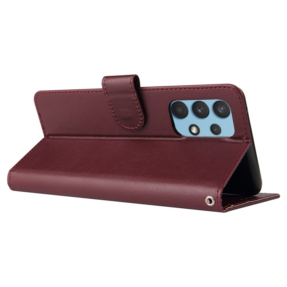For Samsung Galaxy A32 4G (EU Version) Stand Wallet Phone Case PU Leather Anti-fall Protection Cover - Wine Red-4