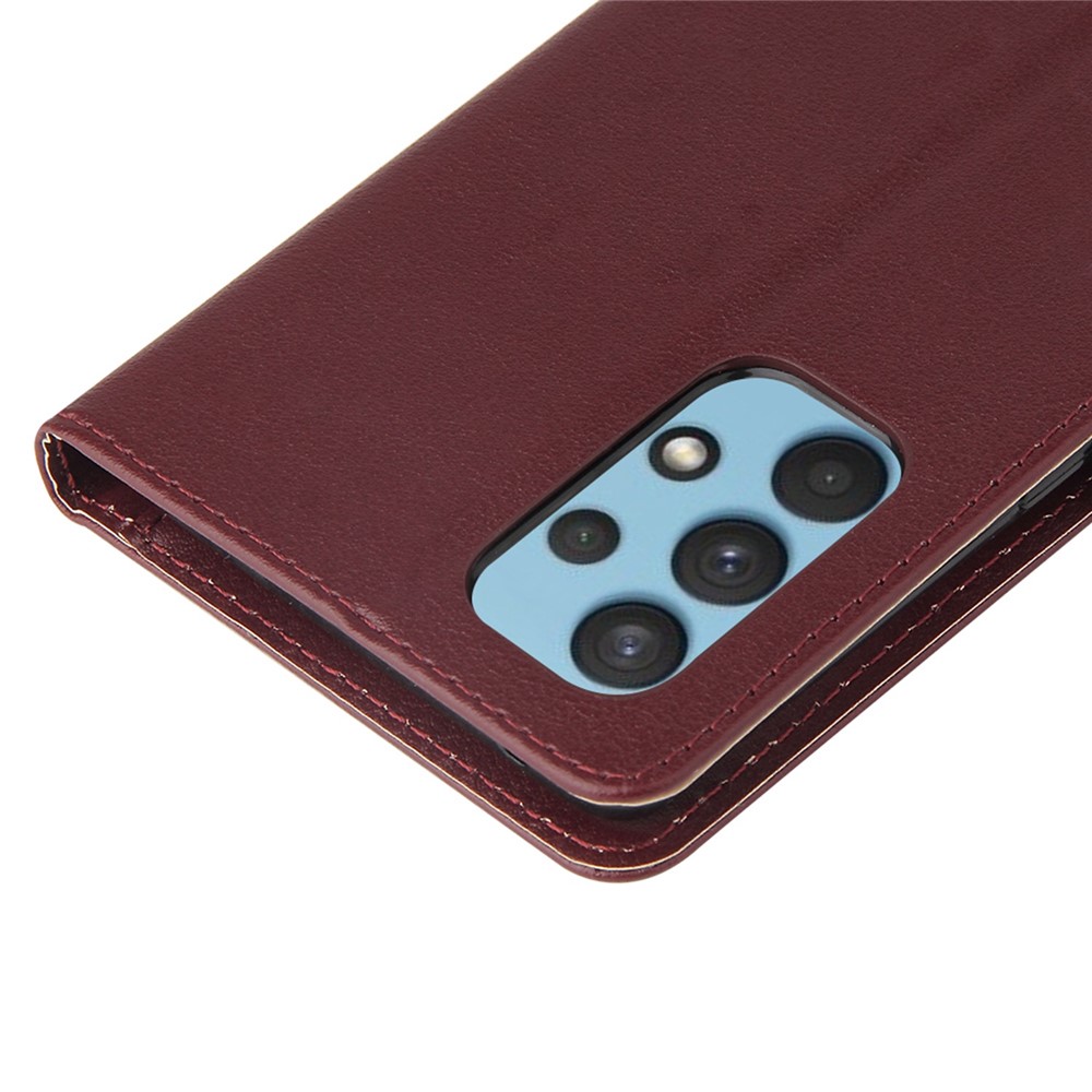 For Samsung Galaxy A32 4G (EU Version) Stand Wallet Phone Case PU Leather Anti-fall Protection Cover - Wine Red-5