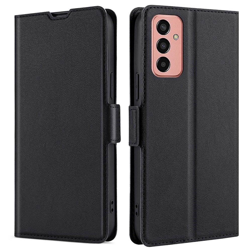 For Samsung Galaxy M13 4G PU Leather Card Slot Phone Case Double Magnetic Clasp Foldable Stand Cover - Black-1