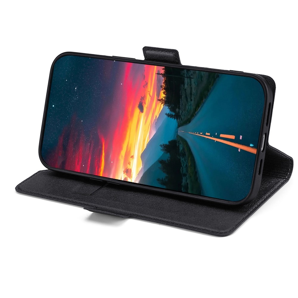 For Samsung Galaxy M13 4G PU Leather Card Slot Phone Case Double Magnetic Clasp Foldable Stand Cover - Black-2