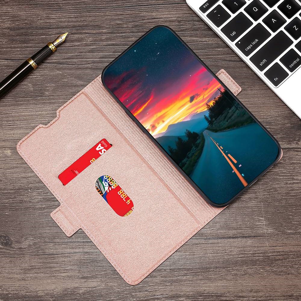 For Oppo Reno7 A (Japan Version) Card Slot Stand Phone Case PU Leather TPU Full Protection Double Magnetic Clasp Cover - Rose Gold-5