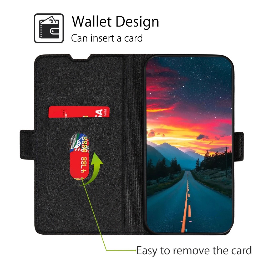 Für Motorola Moto G62 5G Folio Flip PU Leder Hülle Magnetische Verschluss-standkarte Anti-drop-telefonabdeckung - Schwarz