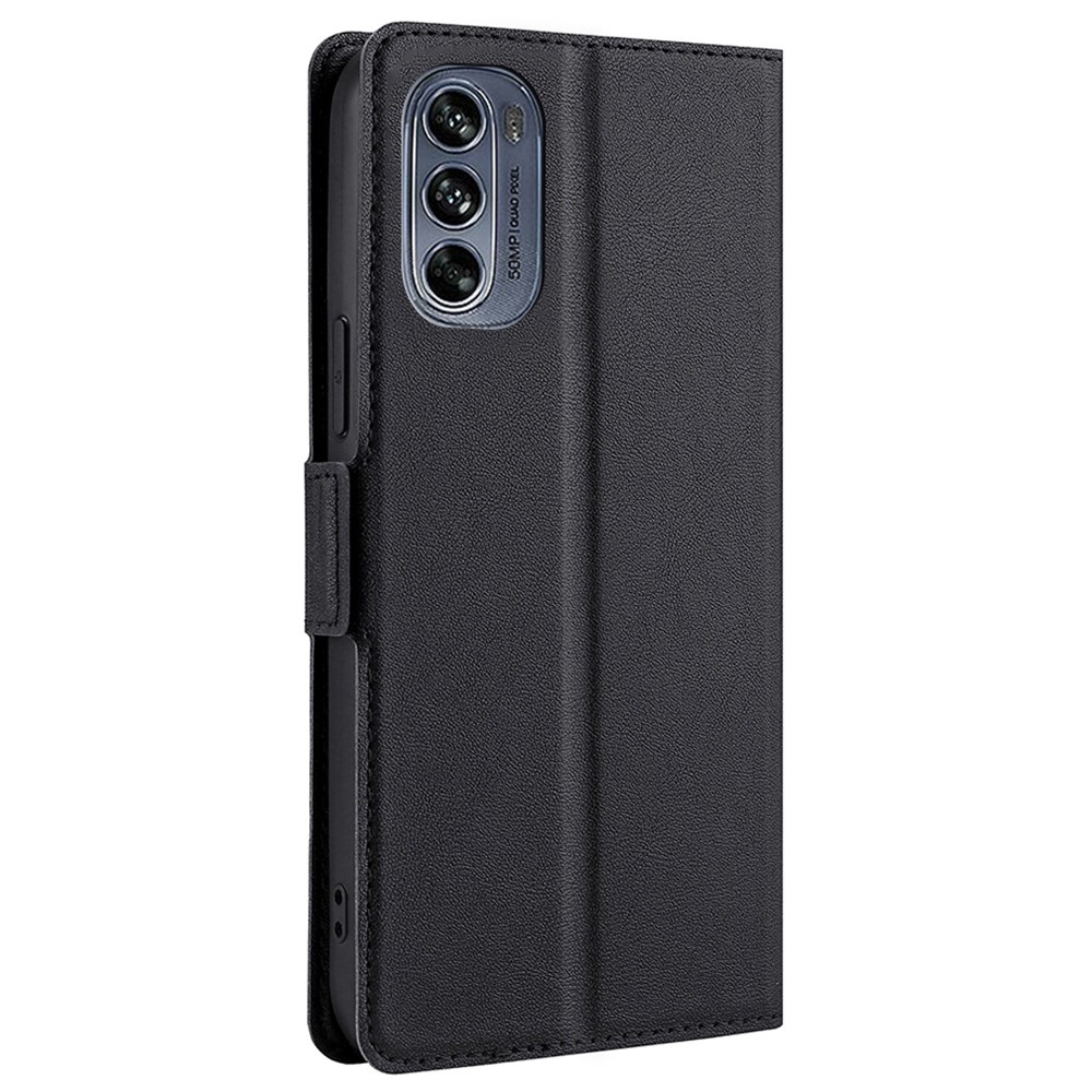 For Motorola Moto G62 5G Folio Flip PU Leather Case Magnetic Clasp Stand Card Holder Anti-drop Phone Cover - Black-7