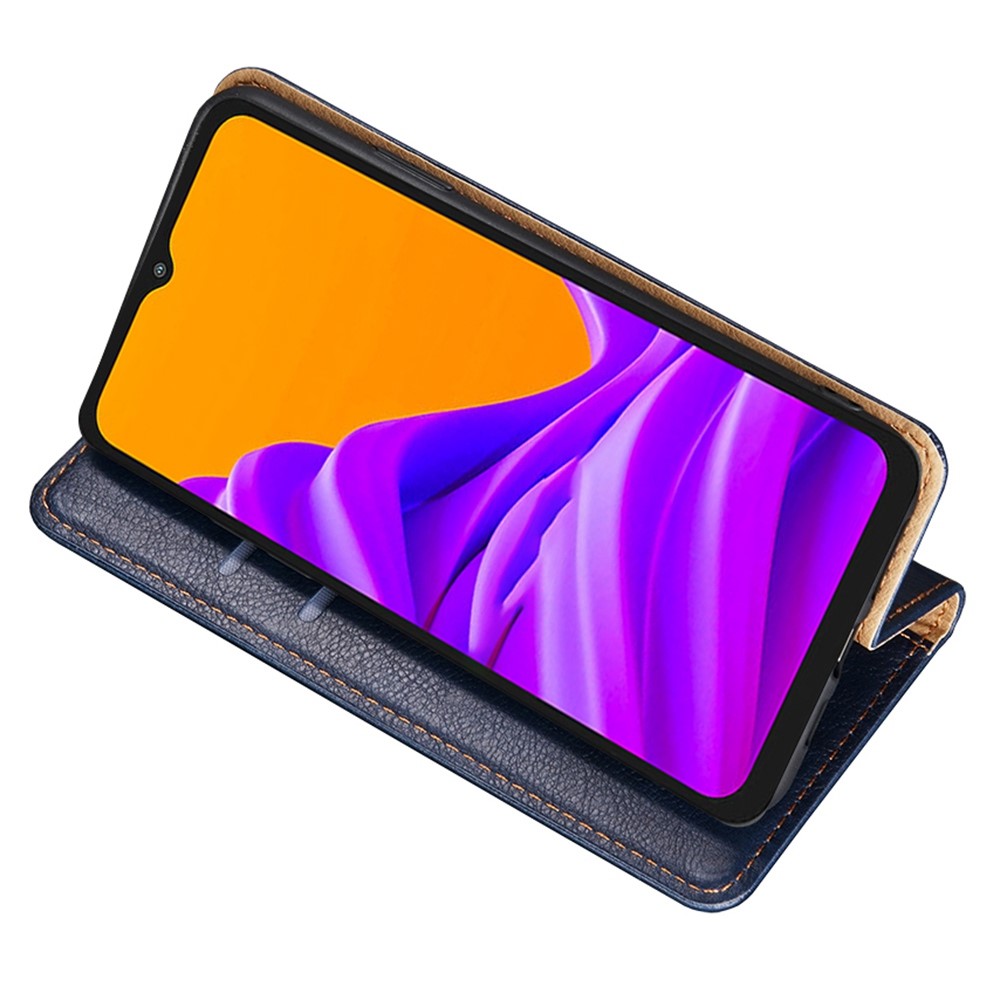 Für Samsung Galaxy M13 4G PU Leder Brieftaschenabdeckung Magnetische Automatisch Absorbierte Faltbare Ständer Telefonhülle - Blau