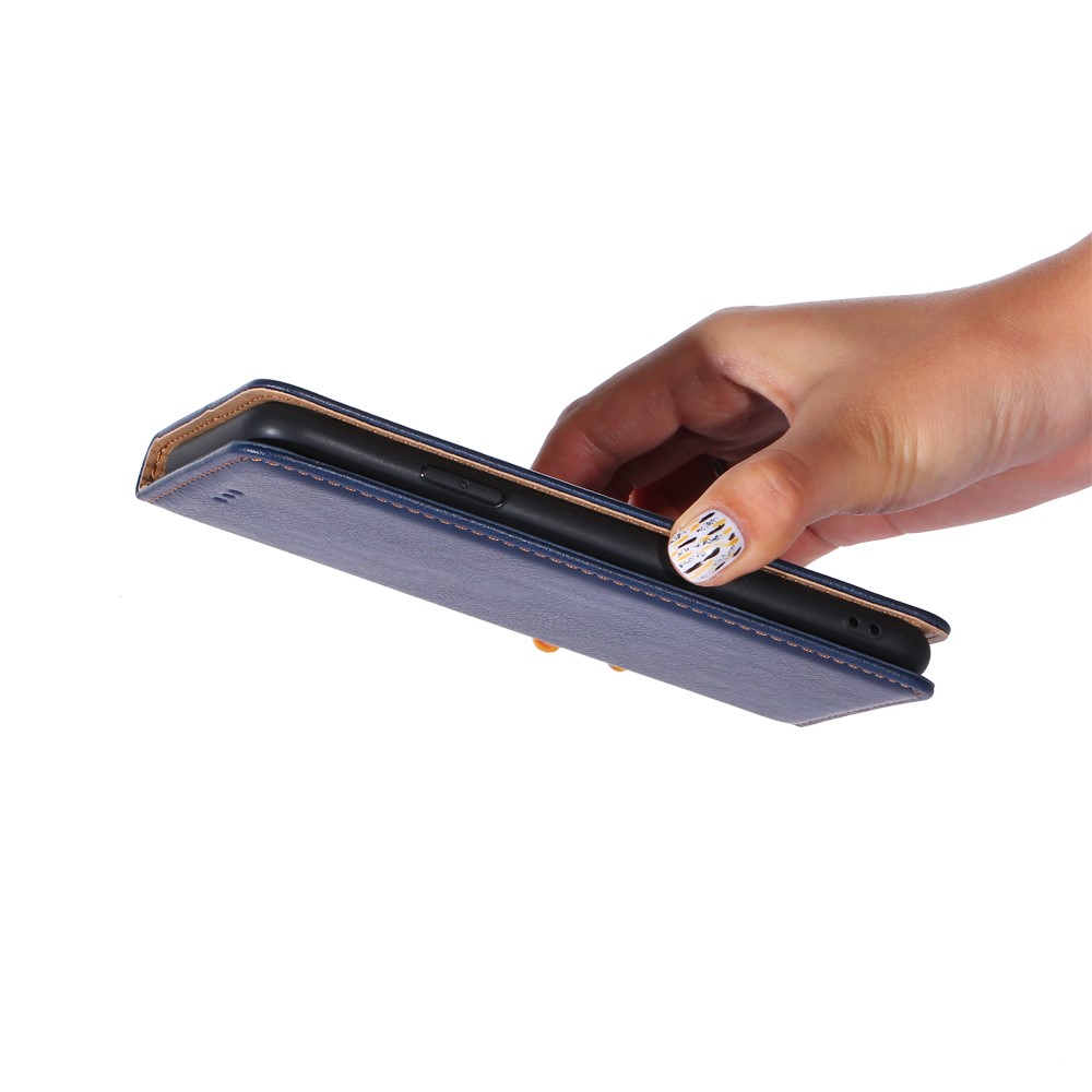 For Huawei Enjoy 50 / nova Y70 4G / nova Y70 Plus 4G Magnetic Absorption Phone Case PU Leather Stand Wallet Shell Protector - Blue-4