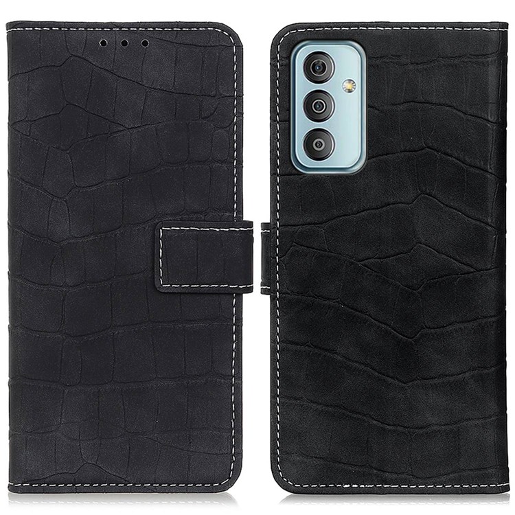 For Samsung Galaxy M13 4G Magnetic PU Leather Stand Flip Folio Cover Crocodile Texture Wallet Phone Case - Black-1