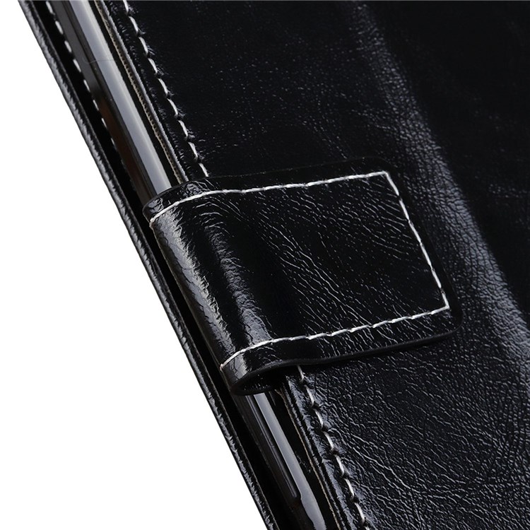 For HTC Desire 22 Pro 5G Vintage PU Leather Wallet Case Crazy Horse Texture Stand Book Design Shockproof TPU Interior Shell Cover - Black-5