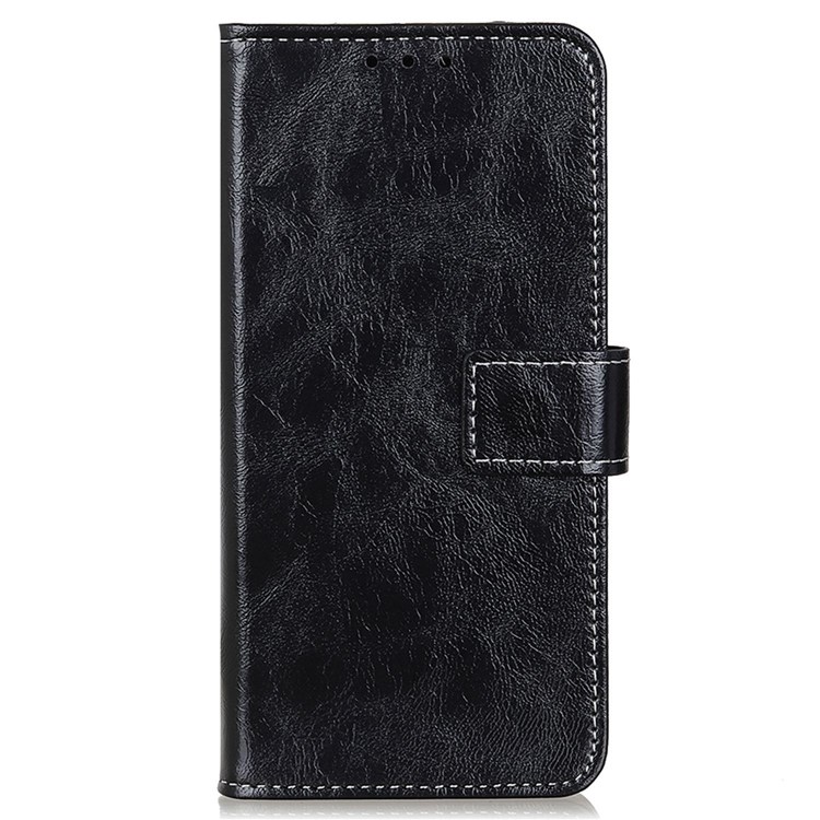 For HTC Desire 22 Pro 5G Vintage PU Leather Wallet Case Crazy Horse Texture Stand Book Design Shockproof TPU Interior Shell Cover - Black-7