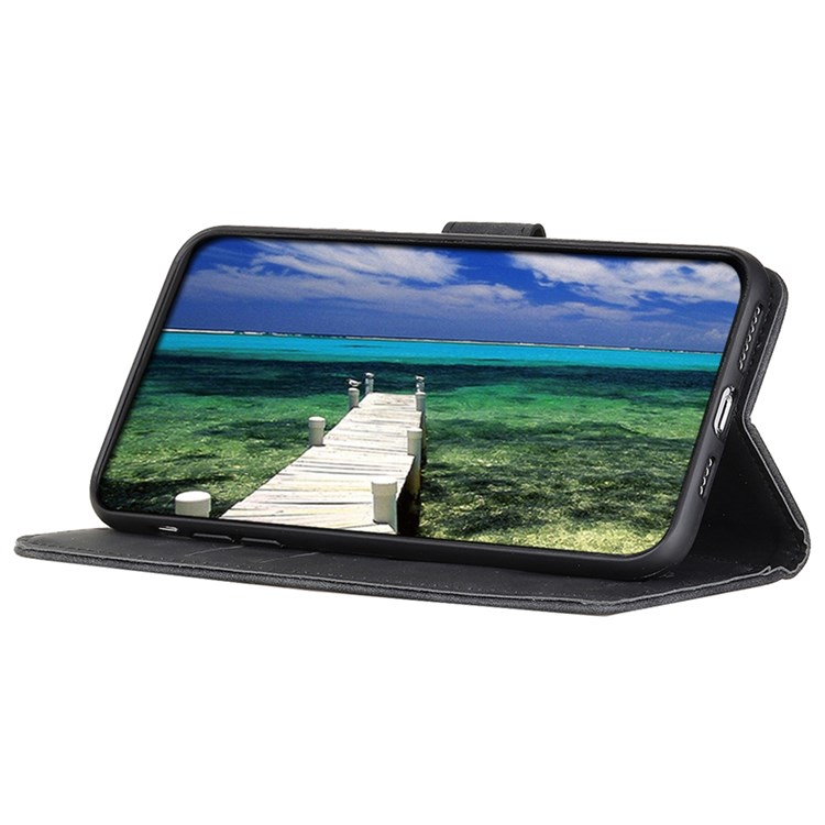 KHAZNEH for UMIDIGI Power 5S Vintage PU Leather Protector Wallet Stand Feature Well-protected Cell Phone Case - Black-3