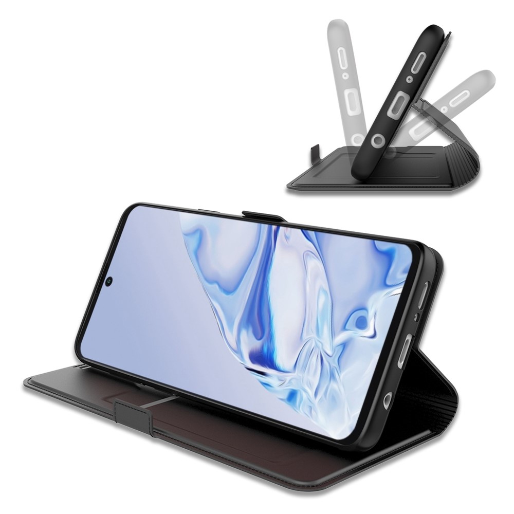 For Xiaomi Poco M4 Pro 4G Shockproof Folio Flip Case Stand Full Protection TPU + PU Leather Anti-scratch Phone Cover - Black-2